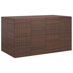 vidaXL Baúl para cojines de jardín ratán PE marrón 194x100x103 cm