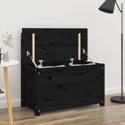 vidaXL Banco de madera maciza de pino negro 80x41x77 cm