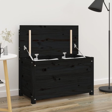 vidaXL Banco de madera maciza de pino negro 80x41x77 cm