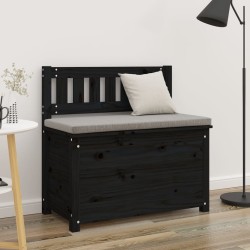 vidaXL Banco de madera maciza de pino negro 80x41x77 cm