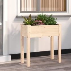 vidaXL Jardinera con forro interior madera maciza de abeto 71x37x76 cm