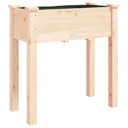 vidaXL Jardinera con forro interior madera maciza de abeto 71x37x76 cm