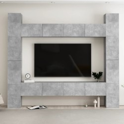 vidaXL Set de muebles de TV 8 pzas madera contrachapada gris hormigón