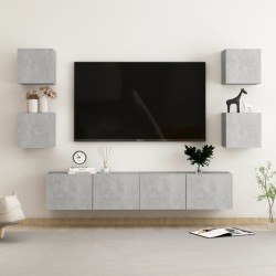 vidaXL Set de muebles de salón 6 pzas madera ingeniería gris hormigón