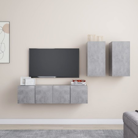 vidaXL Set de muebles de salón 4 pzas madera ingeniería gris hormigón