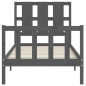 vidaXL Estructura de cama con cabecero madera maciza gris 100x200 cm