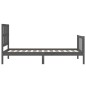 vidaXL Estructura de cama con cabecero madera maciza gris 100x200 cm