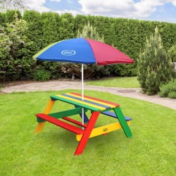 AXI Mesa de pícnic para niños Nick con sombrilla arco iris