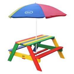 AXI Mesa de pícnic para niños Nick con sombrilla arco iris