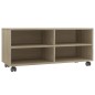 vidaXL Mueble de TV ruedas madera contrachapada color roble 90x35x35cm vidaXL Mueble de TV ruedas madera contrachapada color roble 90x35x35cm