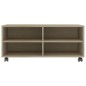 vidaXL Mueble de TV ruedas madera contrachapada color roble 90x35x35cm vidaXL Mueble de TV ruedas madera contrachapada color roble 90x35x35cm