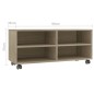 vidaXL Mueble de TV ruedas madera contrachapada color roble 90x35x35cm vidaXL Mueble de TV ruedas madera contrachapada color roble 90x35x35cm
