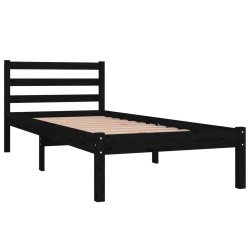 vidaXL Estructura de cama madera maciza de pino negro 75x190 cm