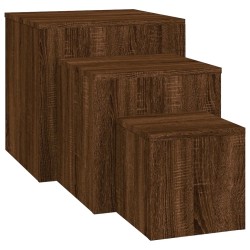 vidaXL Mesitas auxiliares 3 piezas madera contrachapada marrón roble