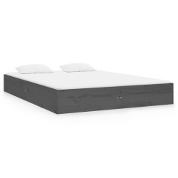 vidaXL Estructura de cama de madera maciza gris 140x190 cm