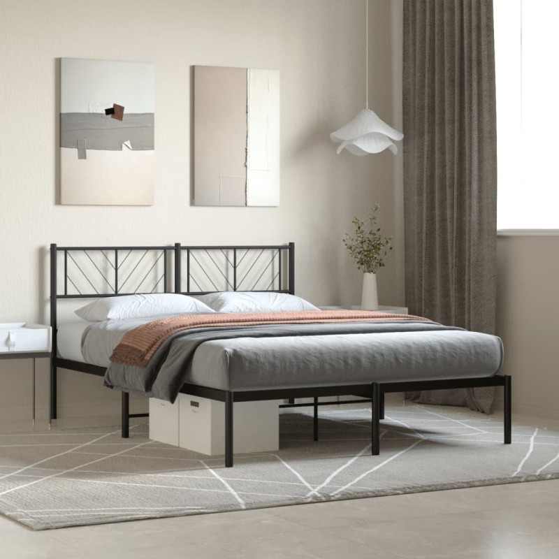 vidaXL Estructura de cama con cabecero metal negro 120x190 cm vidaXL Estructura de cama con cabecero metal negro 120x190 cm