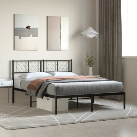 vidaXL Estructura de cama con cabecero metal negro 120x190 cm