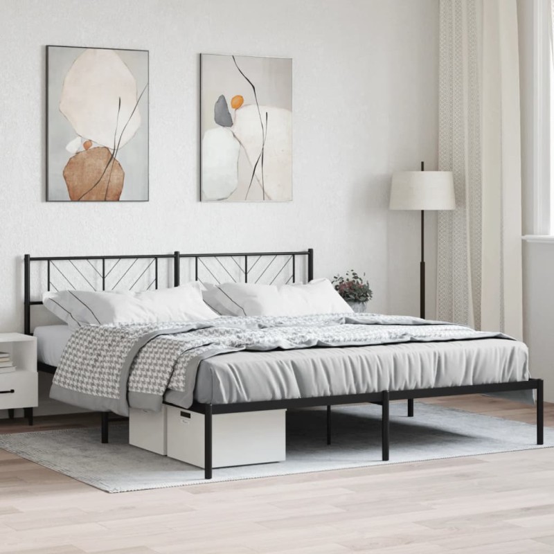 vidaXL Estructura de cama con cabecero metal negro 180x200 cm vidaXL Estructura de cama con cabecero metal negro 180x200 cm