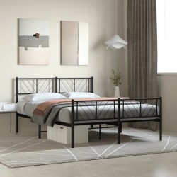 vidaXL Estructura de cama cabecero y pie de cama metal negro 120x200cm