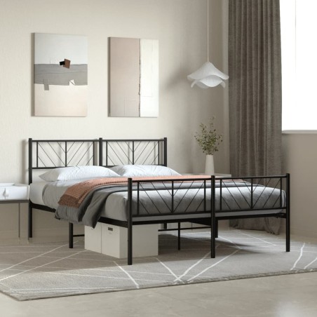 vidaXL Estructura de cama cabecero y pie de cama metal negro 120x200cm