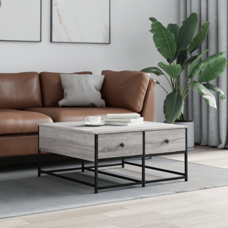 vidaXL Mesa de centro madera de ingeniería gris Sonoma 80x80x40 cm