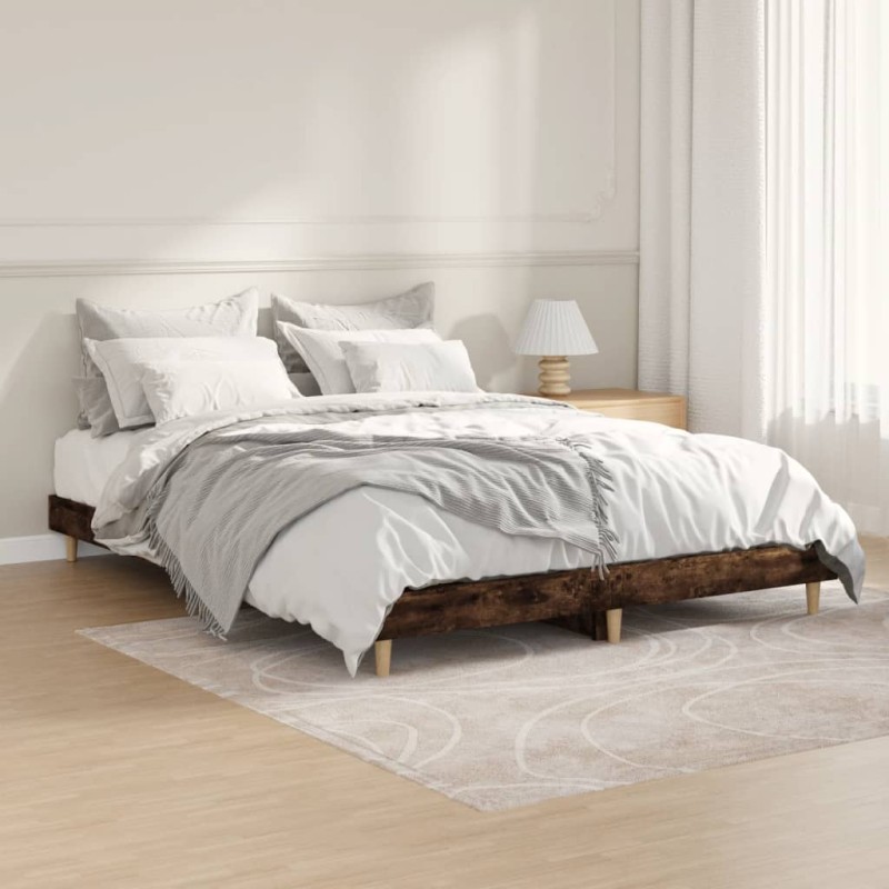 vidaXL Estructura de cama madera contrachapada roble ahumado 140x190cm vidaXL Estructura de cama madera contrachapada roble ahumado 140x190cm