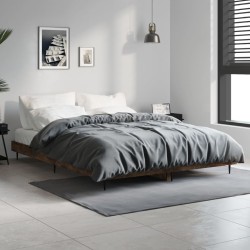 vidaXL Estructura de cama madera contrachapada roble ahumado 140x190cm
