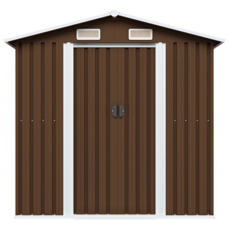 vidaXL Caseta de almacenamiento jardín acero marrón 204x132x186 cm