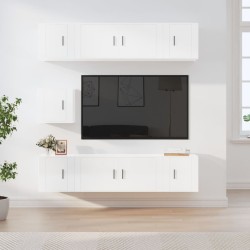 vidaXL Set de muebles de TV 7 pzas madera contrachapada blanco brillo