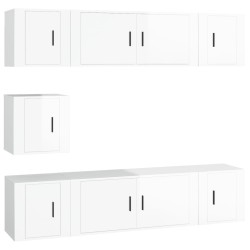 vidaXL Set de muebles de TV 7 pzas madera contrachapada blanco brillo