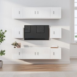 vidaXL Set de muebles de TV 8 pzas madera contrachapada blanco brillo