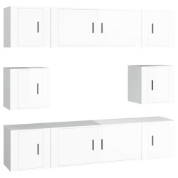 vidaXL Set de muebles de TV 8 pzas madera contrachapada blanco brillo