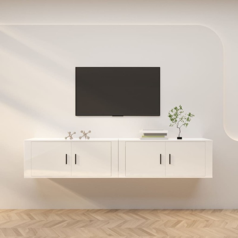 vidaXL Muebles para TV de pared 2 uds blanco brillante 100x34,5x40 cm vidaXL Muebles para TV de pared 2 uds blanco brillante 100x34,5x40 cm