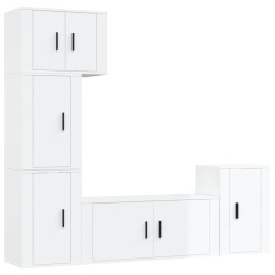 vidaXL Set de muebles de TV 5 pzas madera contrachapada blanco brillo