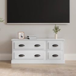 vidaXL Mueble de TV madera contrachapada blanco brillo 100x35,5x45 cm