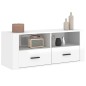 vidaXL Mueble de TV madera contrachapada blanco brillo 100x35x40 cm