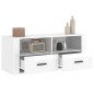 vidaXL Mueble de TV madera contrachapada blanco brillo 100x35x40 cm