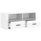 vidaXL Mueble de TV madera contrachapada blanco brillo 100x35x40 cm