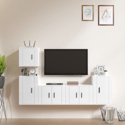 vidaXL Set de muebles de TV 5 pzas madera contrachapada blanco brillo