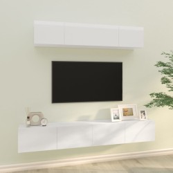 vidaXL Set de muebles de TV 4 pzas madera contrachapada blanco brillo
