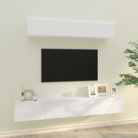vidaXL Set de muebles de TV 4 pzas madera contrachapada blanco brillo