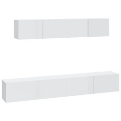 vidaXL Set de muebles de TV 4 pzas madera contrachapada blanco brillo