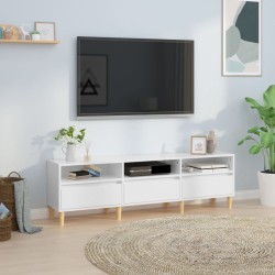 vidaXL Mueble de TV madera contrachapada blanco brillo 150x30x44,5 cm