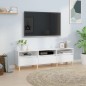 vidaXL Mueble de TV madera contrachapada blanco brillo 150x30x44,5 cm vidaXL Mueble de TV madera contrachapada blanco brillo 150x30x44,5 cm