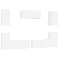 vidaXL Set de muebles de TV 7 pzas madera contrachapada blanco brillo