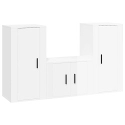vidaXL Set de muebles de TV 3 pzas madera contrachapada blanco brillo