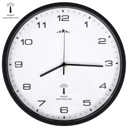 vidaXL Reloj radiocontrol de pared cuarzo blanco y negro 31 cm 