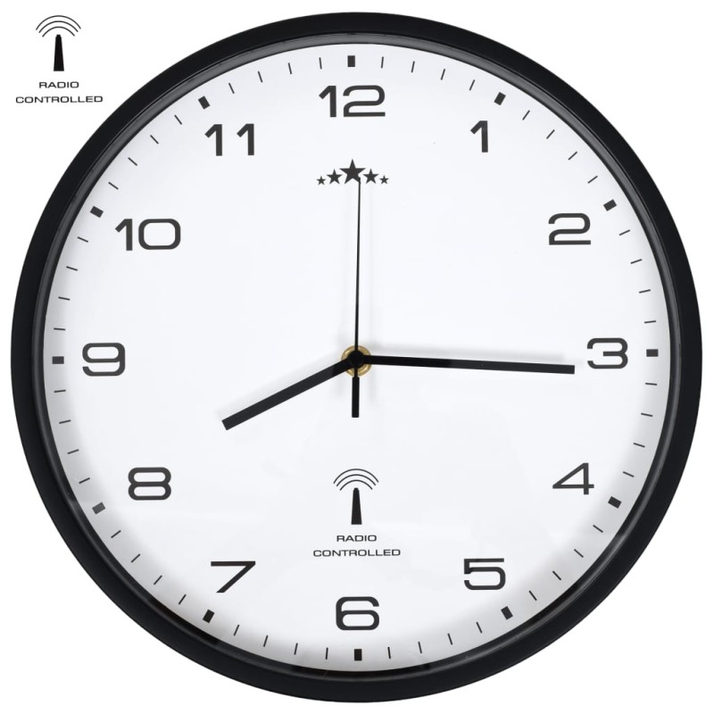 vidaXL Reloj radiocontrol de pared cuarzo blanco y negro 31 cm vidaXL Reloj radiocontrol de pared cuarzo blanco y negro 31 cm