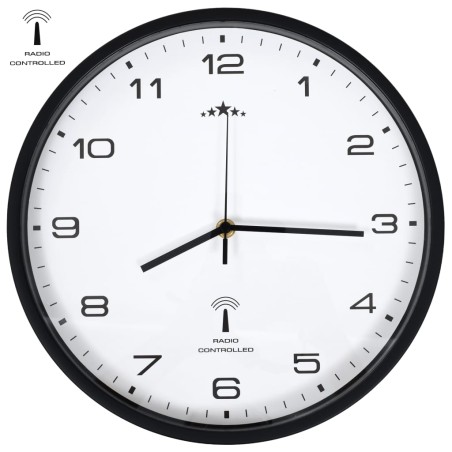 vidaXL Reloj radiocontrol de pared cuarzo blanco y negro 31 cm 