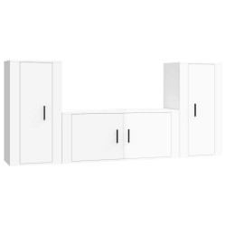 vidaXL Set de muebles de TV 3 pzas madera contrachapada blanco brillo
